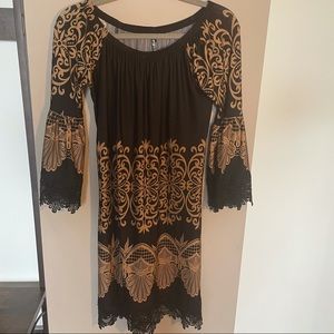 White Mark black/gold dress with lace detail